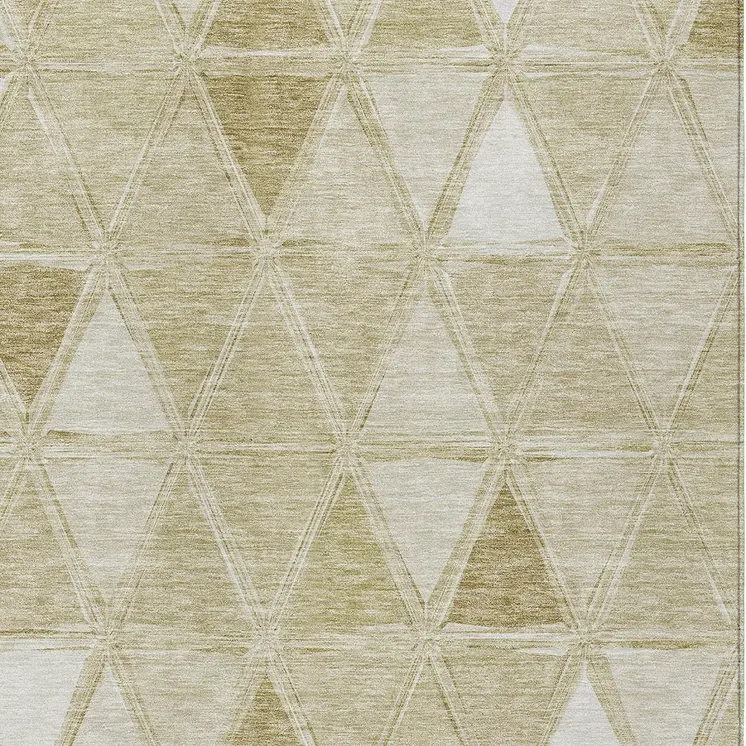 8' X 10' Khaki Beige And Tan Geometric Washable Indoor Outdoor Area Rug