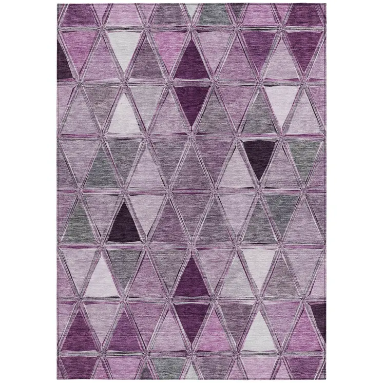 3' X 5' Merlot Purple And Lavender Geometric Washable Indoor Outdoor Area Rug