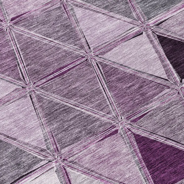 5' X 8' Merlot Purple And Lavender Geometric Washable Indoor Outdoor Area Rug