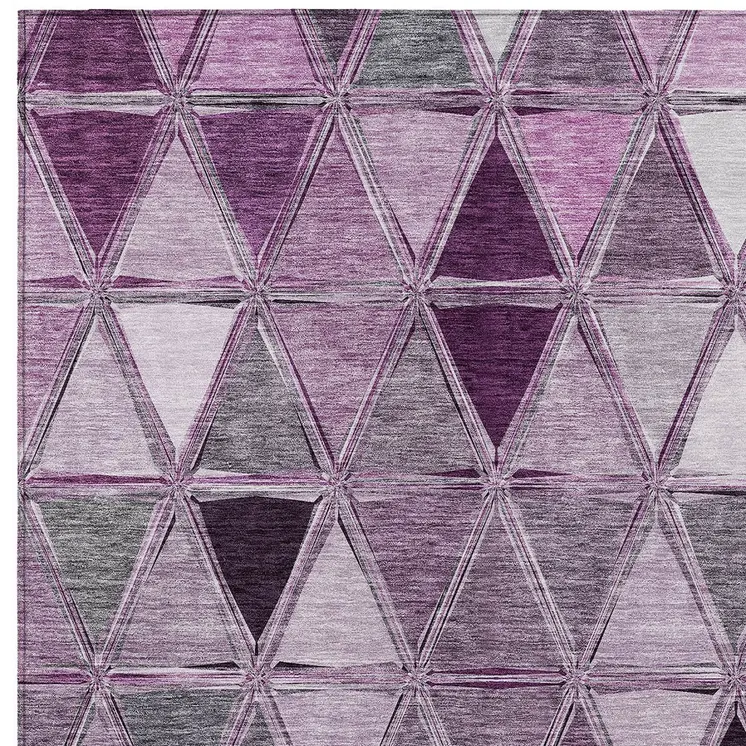8' X 10' Merlot Purple And Lavender Geometric Washable Indoor Outdoor Area Rug
