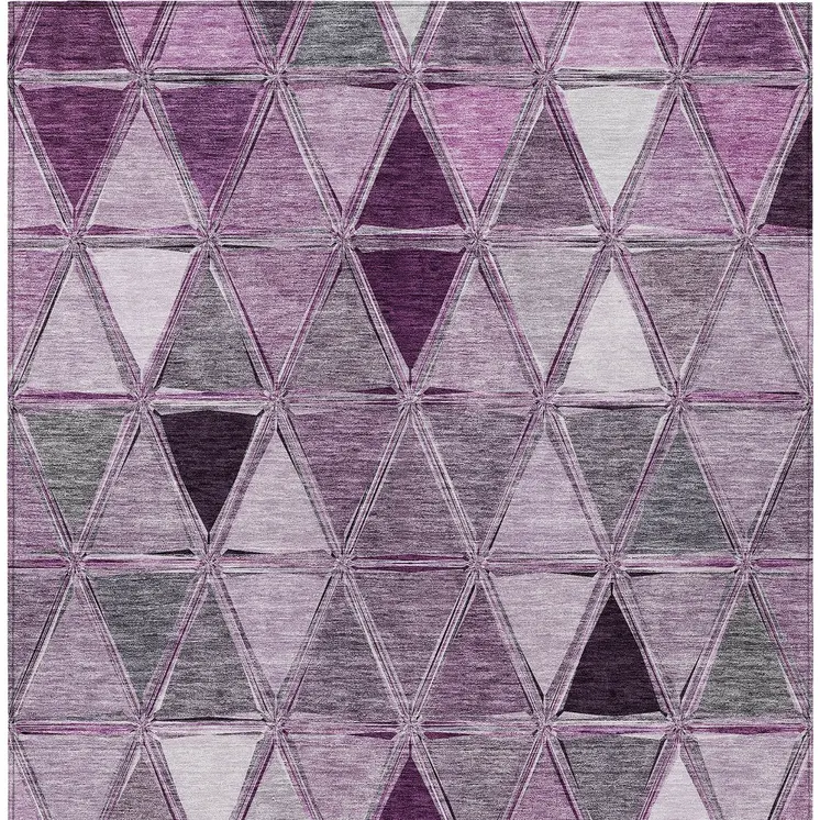 9' X 12' Merlot Purple And Lavender Geometric Washable Indoor Outdoor Area Rug