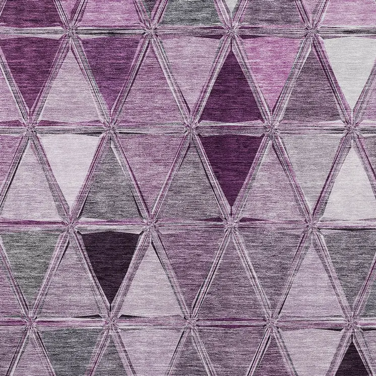 9' X 12' Merlot Purple And Lavender Geometric Washable Indoor Outdoor Area Rug