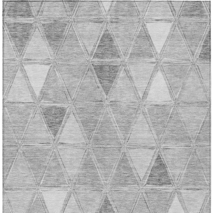 10' X 14' Gray Silver And Ivory Geometric Washable Indoor Outdoor Area Rug
