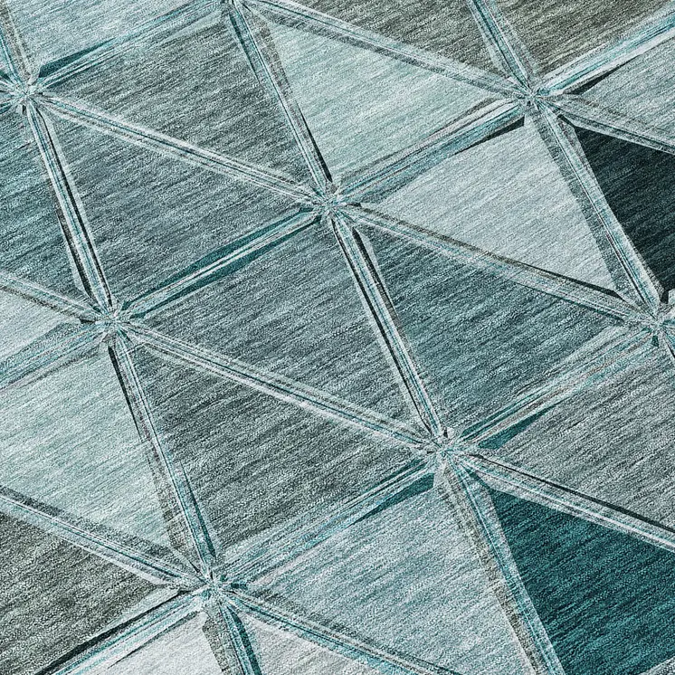 8' Teal Blue Aqua And Gray Round Geometric Washable Indoor Outdoor Area Rug