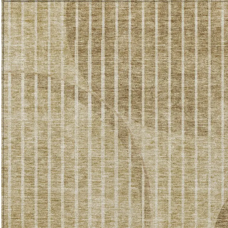 3' X 5' Brown Taupe And Ivory Striped Washable Indoor Outdoor Area Rug