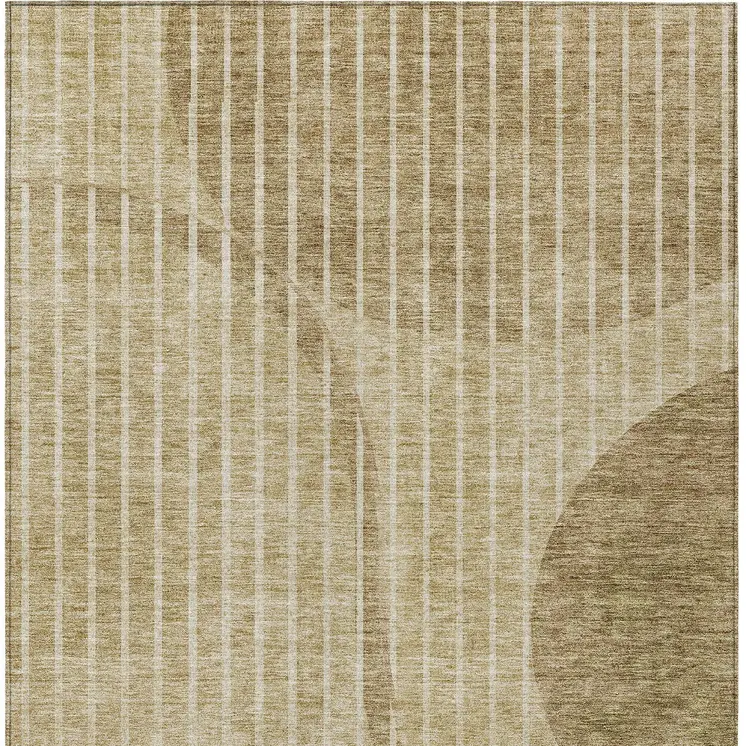 8' X 10' Brown Taupe And Ivory Striped Washable Indoor Outdoor Area Rug