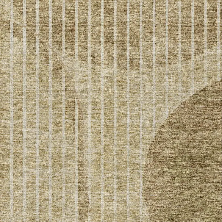 9' X 12' Brown Taupe And Ivory Striped Washable Indoor Outdoor Area Rug