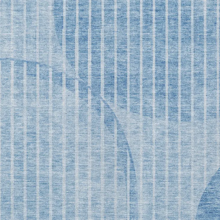 3' X 5' Denim Blue And Sky Blue Striped Washable Indoor Outdoor Area Rug