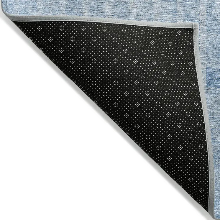 5' X 8' Denim Blue And Sky Blue Striped Washable Indoor Outdoor Area Rug
