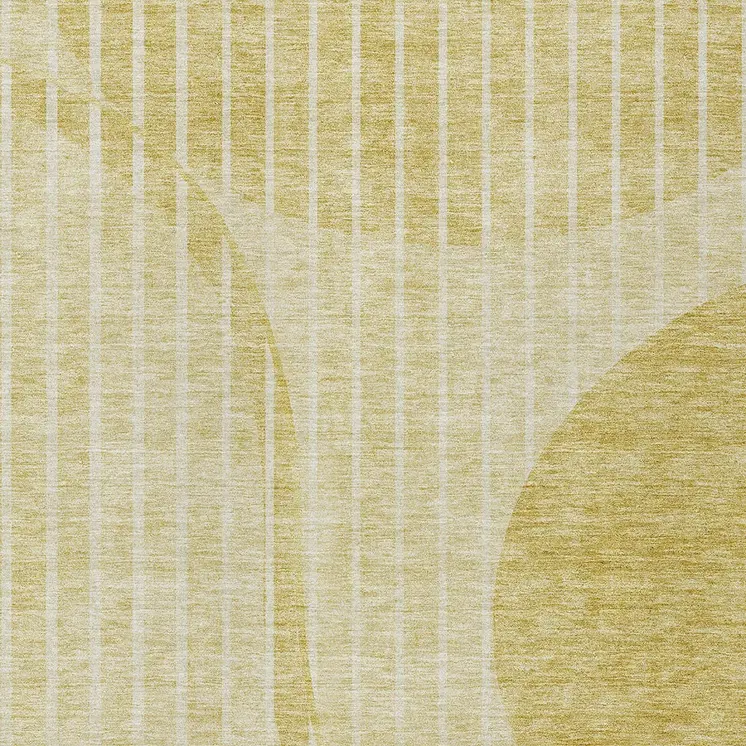 3' X 5' Gold Wheat And Ivory Striped Washable Indoor Outdoor Area Rug