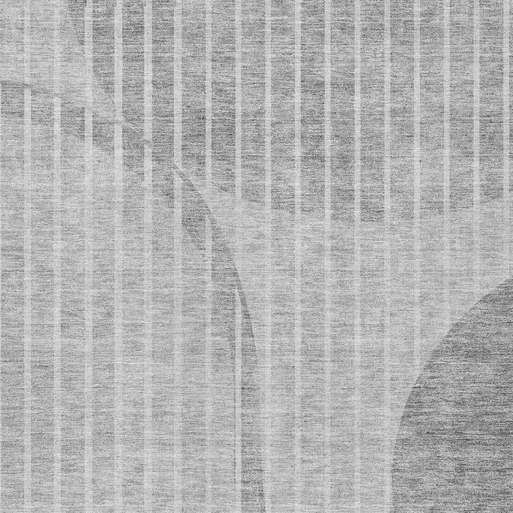 8' X 10' Gray Silver And Ivory Striped Washable Indoor Outdoor Area Rug