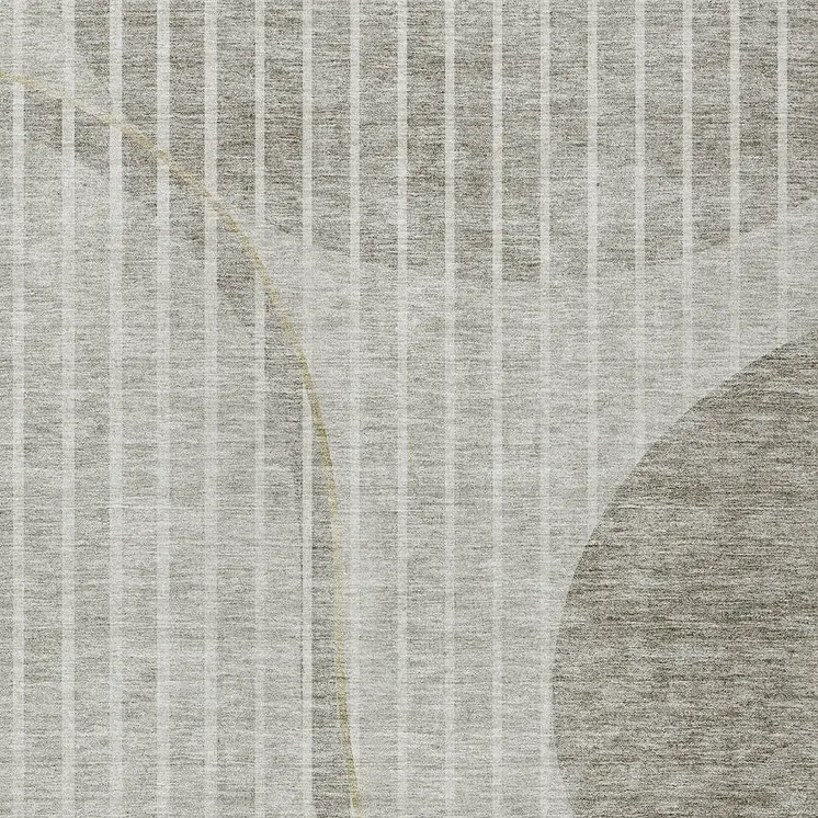 8' X 10' Taupe Beige And Ivory Striped Washable Indoor Outdoor Area Rug