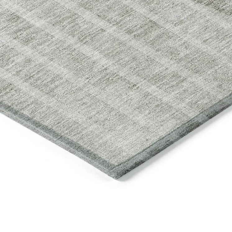 9' X 12' Taupe Beige And Ivory Striped Washable Indoor Outdoor Area Rug