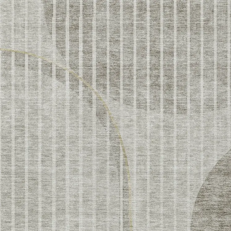 9' X 12' Taupe Beige And Ivory Striped Washable Indoor Outdoor Area Rug
