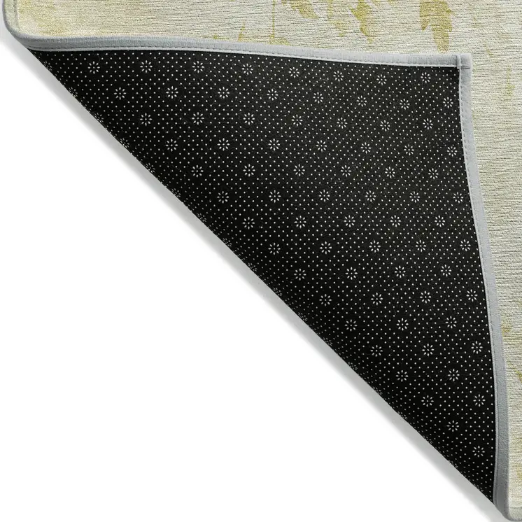 10' X 14' Gold Wheat And Ivory Floral Washable Indoor Outdoor Area Rug