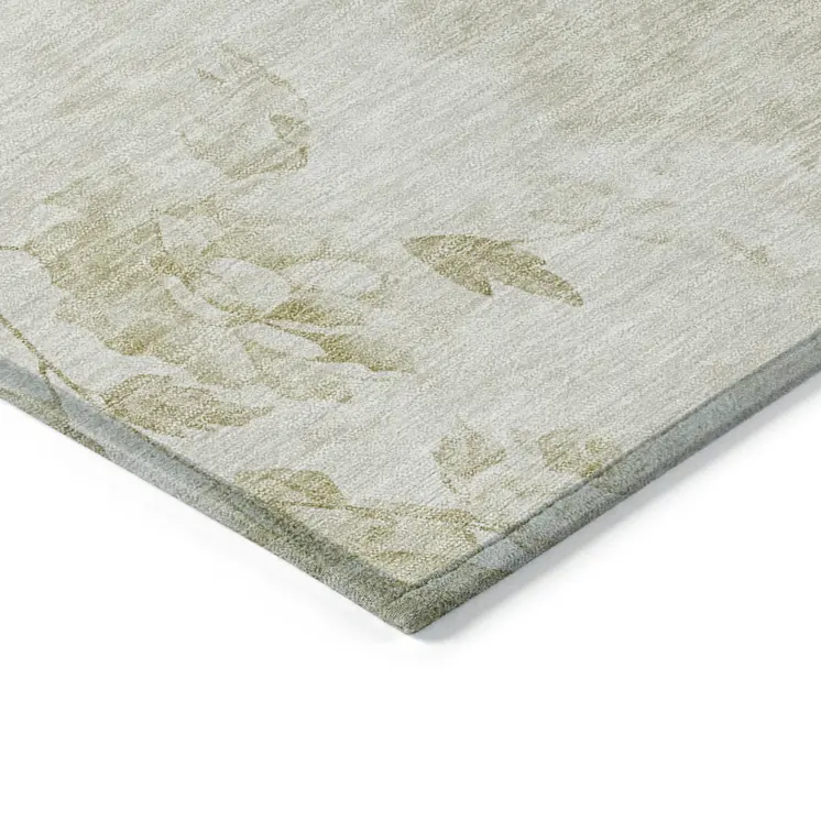 3' X 5' Khaki Beige And Tan Floral Washable Indoor Outdoor Area Rug