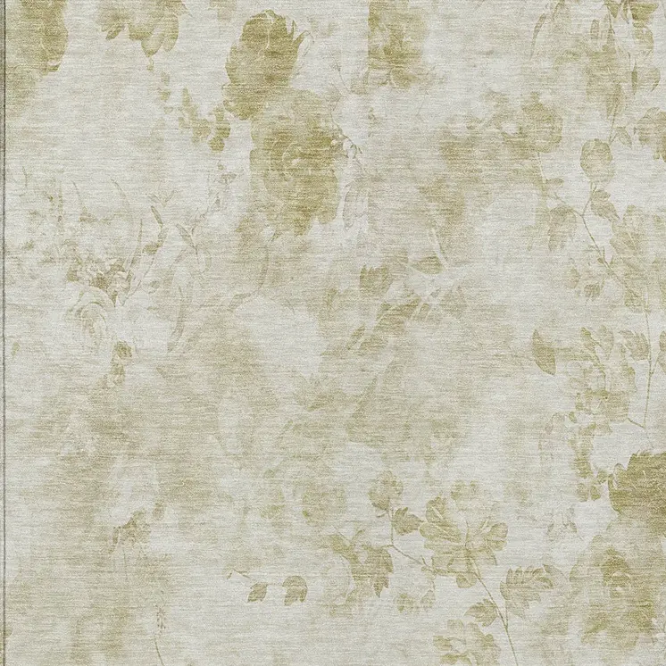 5' X 8' Khaki Beige And Tan Floral Washable Indoor Outdoor Area Rug