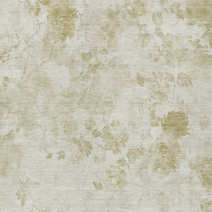 8' X 10' Khaki Beige And Tan Floral Washable Indoor Outdoor Area Rug