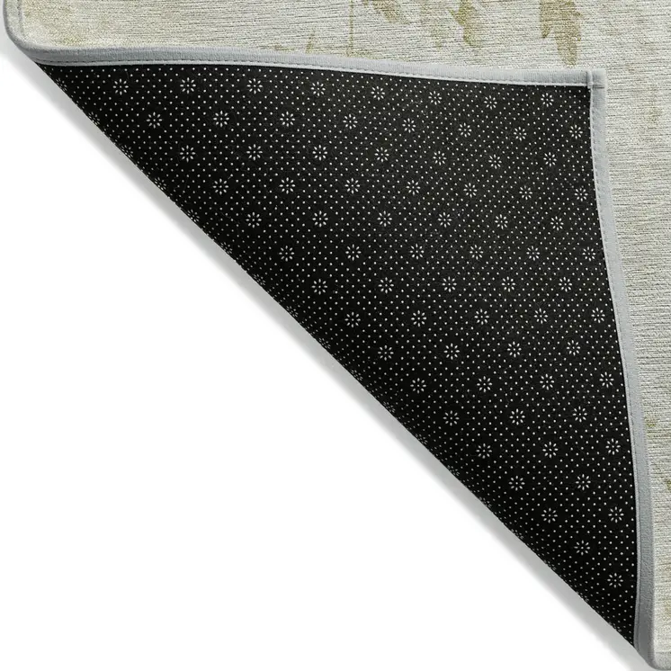 9' X 12' Khaki Beige And Tan Floral Washable Indoor Outdoor Area Rug