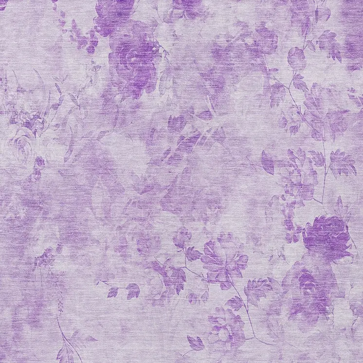3' X 5' Lavender And Purple Floral Washable Indoor Outdoor Area Rug