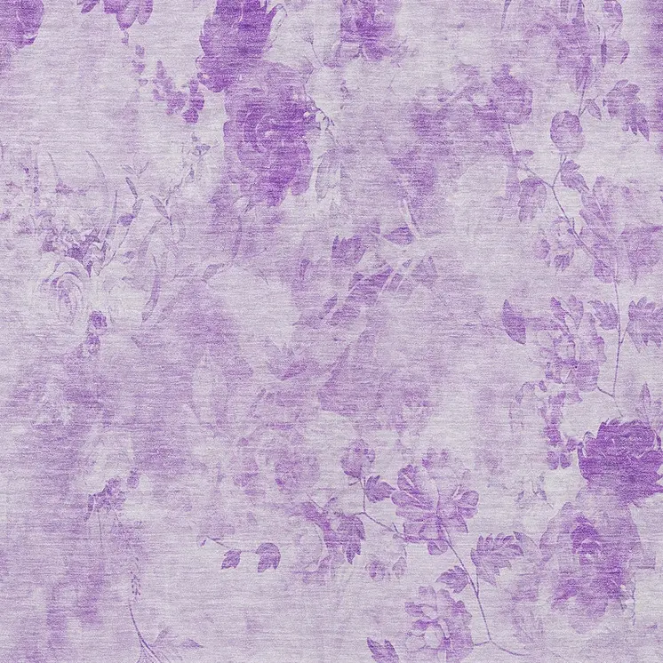 8' X 10' Lavender And Purple Floral Washable Indoor Outdoor Area Rug