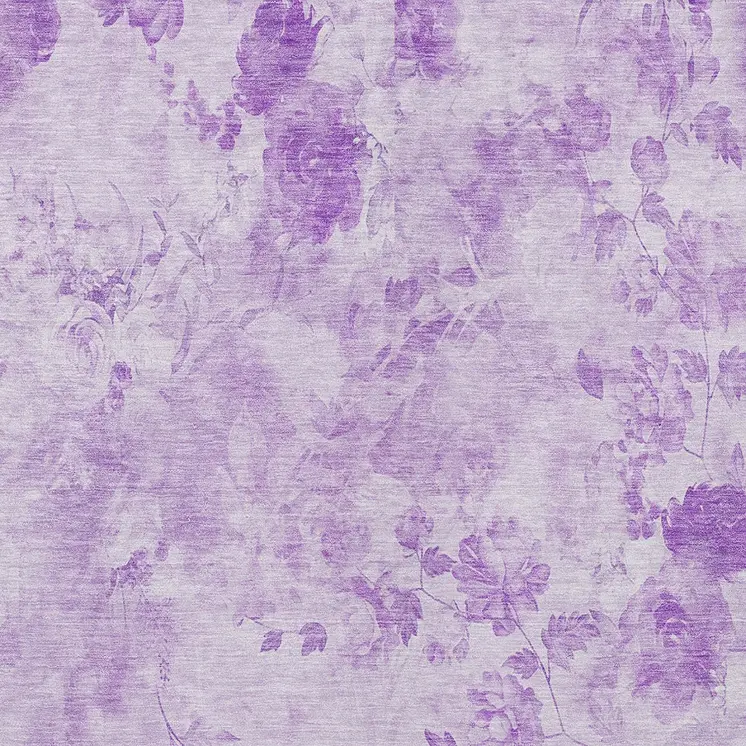 9' X 12' Lavender And Purple Floral Washable Indoor Outdoor Area Rug