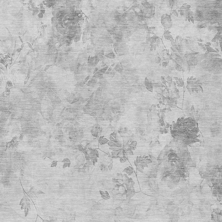 3' X 5' Gray Charcoal And Silver Floral Washable Indoor Outdoor Area Rug