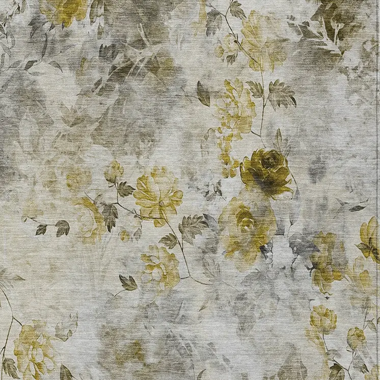 8' X 10' Taupe Ivory And Tan Floral Washable Indoor Outdoor Area Rug