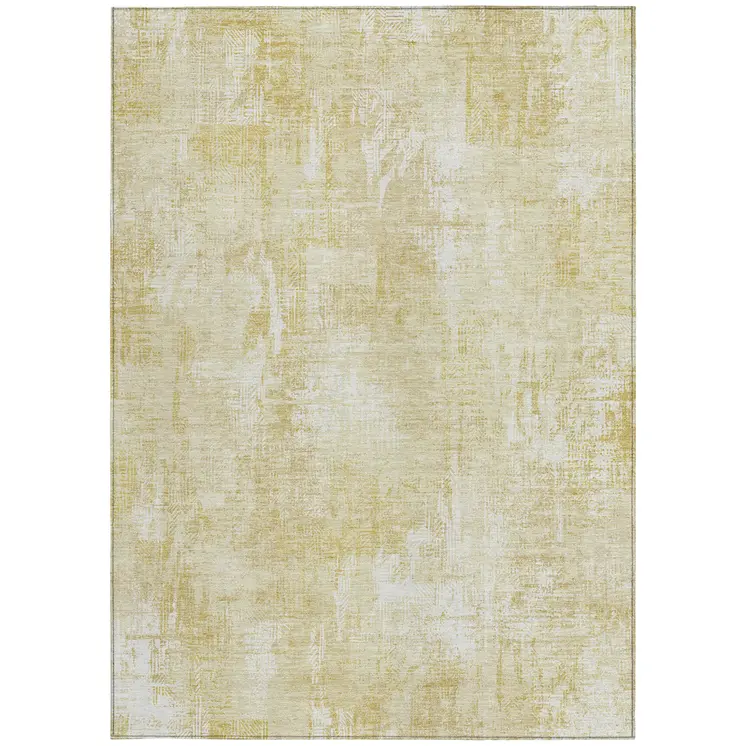 9' X 12' Beige Tan And Ivory Abstract Washable Indoor Outdoor Area Rug