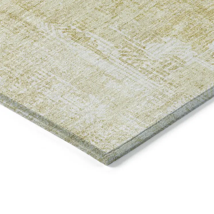 10' X 14' Beige Tan And Ivory Abstract Washable Indoor Outdoor Area Rug