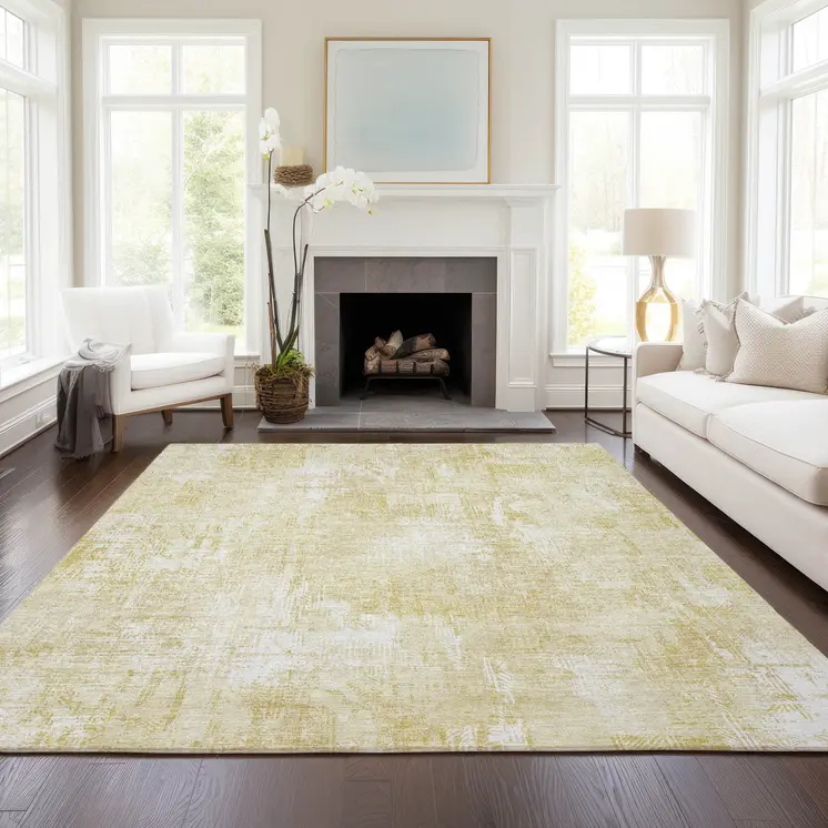 10' X 14' Beige Tan And Ivory Abstract Washable Indoor Outdoor Area Rug