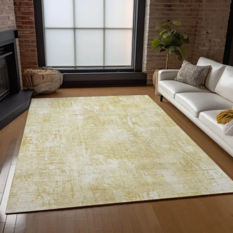 10' X 14' Beige Tan And Ivory Abstract Washable Indoor Outdoor Area Rug