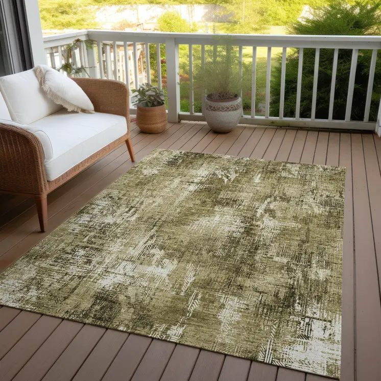 5' X 8' Brown Taupe And Ivory Abstract Washable Indoor Outdoor Area Rug