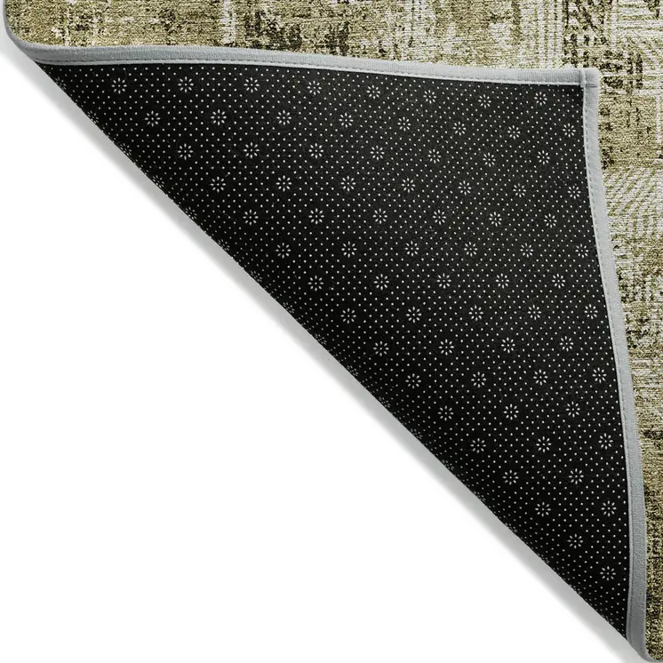 5' X 8' Brown Taupe And Ivory Abstract Washable Indoor Outdoor Area Rug