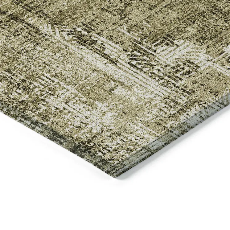 5' X 8' Brown Taupe And Ivory Abstract Washable Indoor Outdoor Area Rug