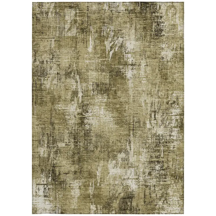 5' X 8' Brown Taupe And Ivory Abstract Washable Indoor Outdoor Area Rug