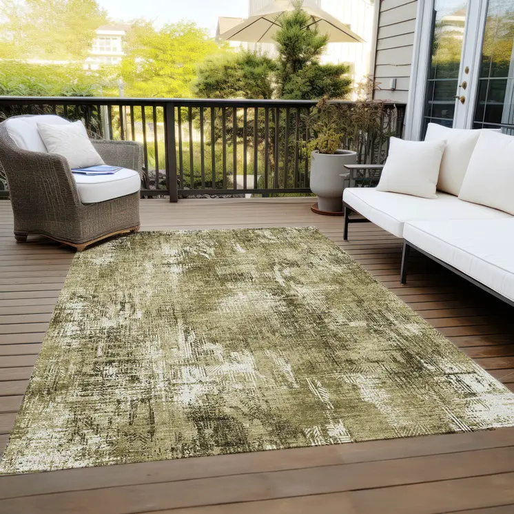 5' X 8' Brown Taupe And Ivory Abstract Washable Indoor Outdoor Area Rug