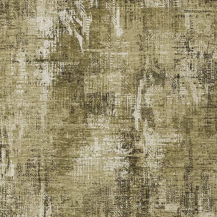 9' X 12' Brown Taupe And Ivory Abstract Washable Indoor Outdoor Area Rug