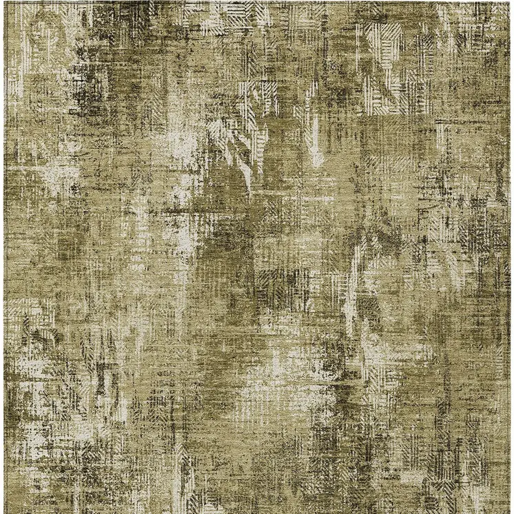 10' X 14' Brown Taupe And Ivory Abstract Washable Indoor Outdoor Area Rug