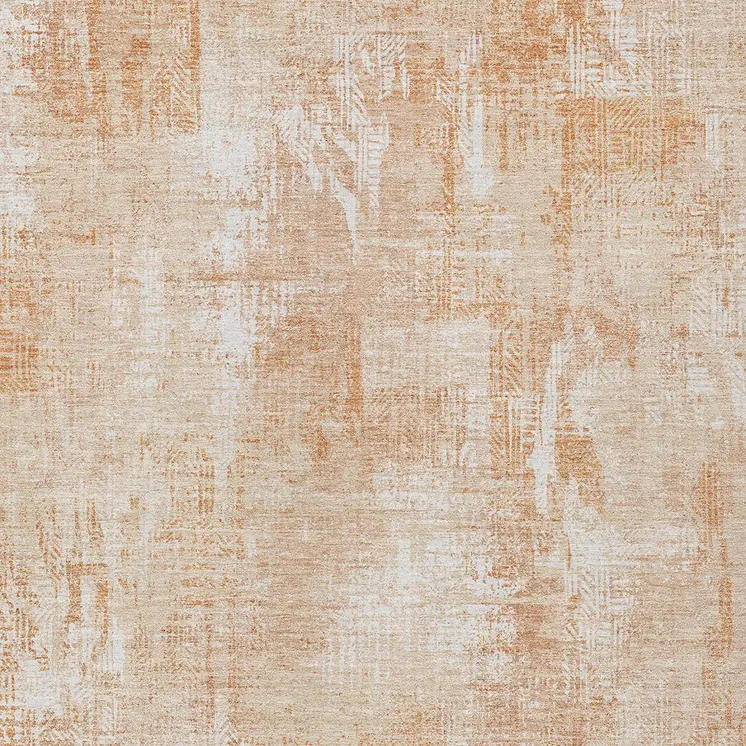 5' X 8' Coral Peach And Ivory Abstract Washable Indoor Outdoor Area Rug
