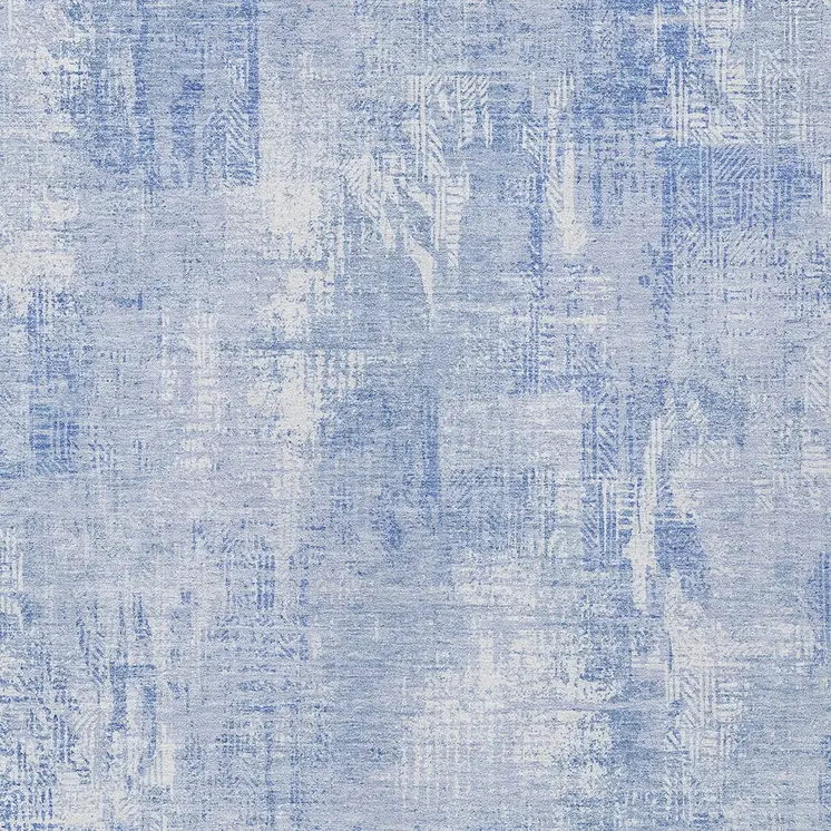 10' X 14' Sky Blue Denim Blue And Ivory Abstract Washable Indoor Outdoor Area Rug