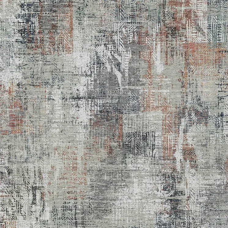8' X 10' Taupe Gray And Copper Abstract Washable Indoor Outdoor Area Rug