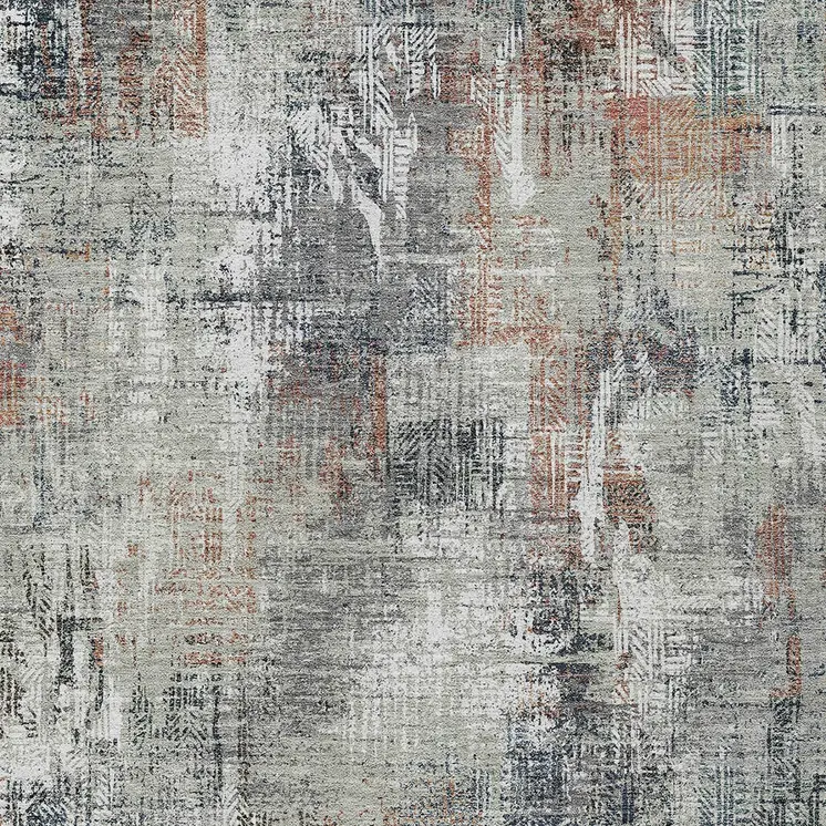 9' X 12' Taupe Gray And Copper Abstract Washable Indoor Outdoor Area Rug