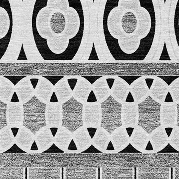 10' X 14' Black Gray And Ivory Quatrefoil Washable Indoor Outdoor Area Rug
