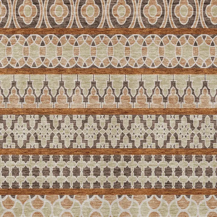 3' X 5' Chocolate And Taupe Quatrefoil Washable Indoor Outdoor Area Rug
