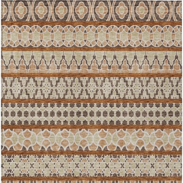 10' X 14' Chocolate And Taupe Quatrefoil Washable Indoor Outdoor Area Rug