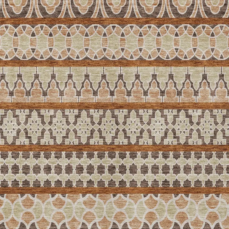 10' X 14' Chocolate And Taupe Quatrefoil Washable Indoor Outdoor Area Rug