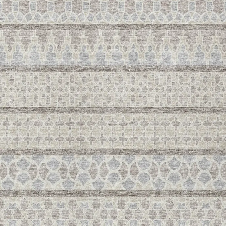 10' X 14' Ivory Beige And Taupe Quatrefoil Washable Indoor Outdoor Area Rug