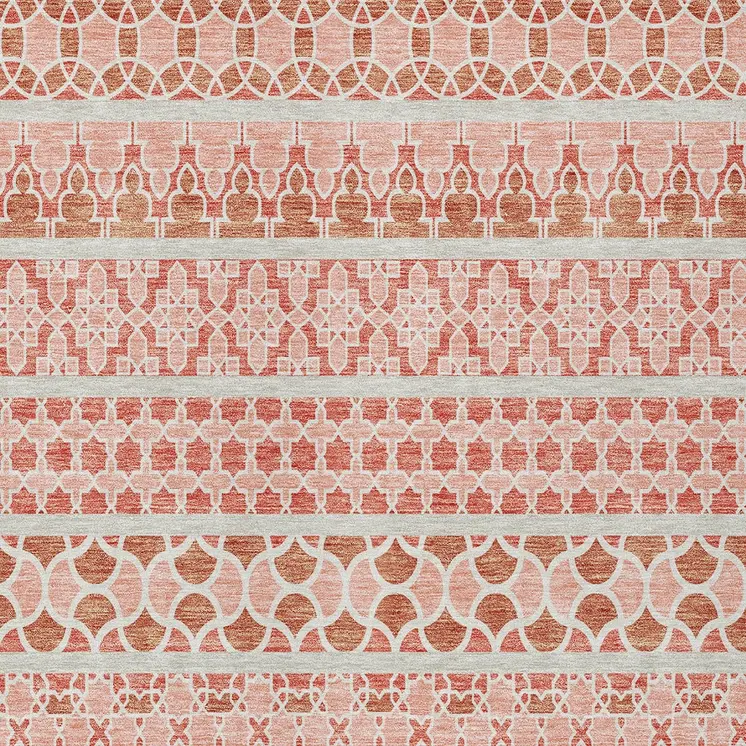 3' X 5' Salmon Beige And Copper Quatrefoil Washable Indoor Outdoor Area Rug