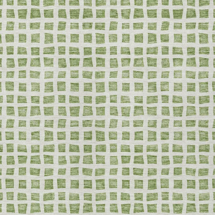 8' X 10' Artichoke Green And Ivory Geometric Washable Indoor Outdoor Area Rug